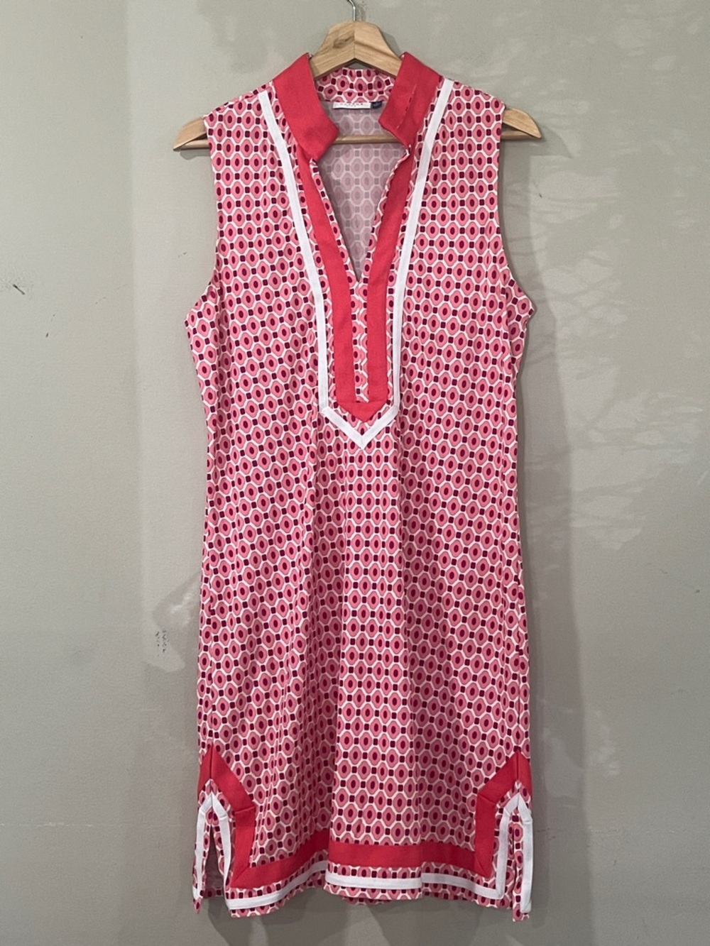 Cabana Life Pink White Printed Sleeveless Mini Dress